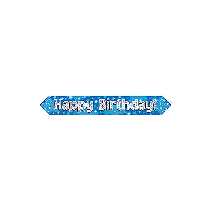 9ft Banner Happy Birthday Blue Foil Holographic Banner