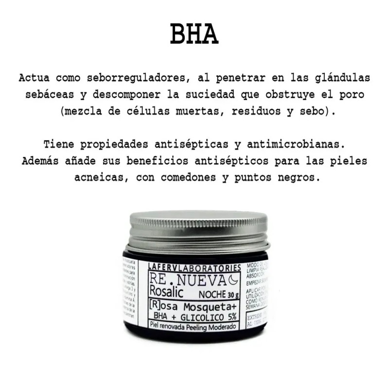 Crema Rosa Mosqueta Glicolico 5% Bha Noche Peeling Suave