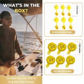 6pcs Gas Can Cap & 6pcs Yellow Gas Can Vent Caps - Fuel Can Vent Caps, Vent Caps For Gas Cans For Plastic And Metal Fuel Jugs, Fuel Gas Can Vent Caps, Fuel Tank Vent Cap, Yellow Vent Cap For Gas Can