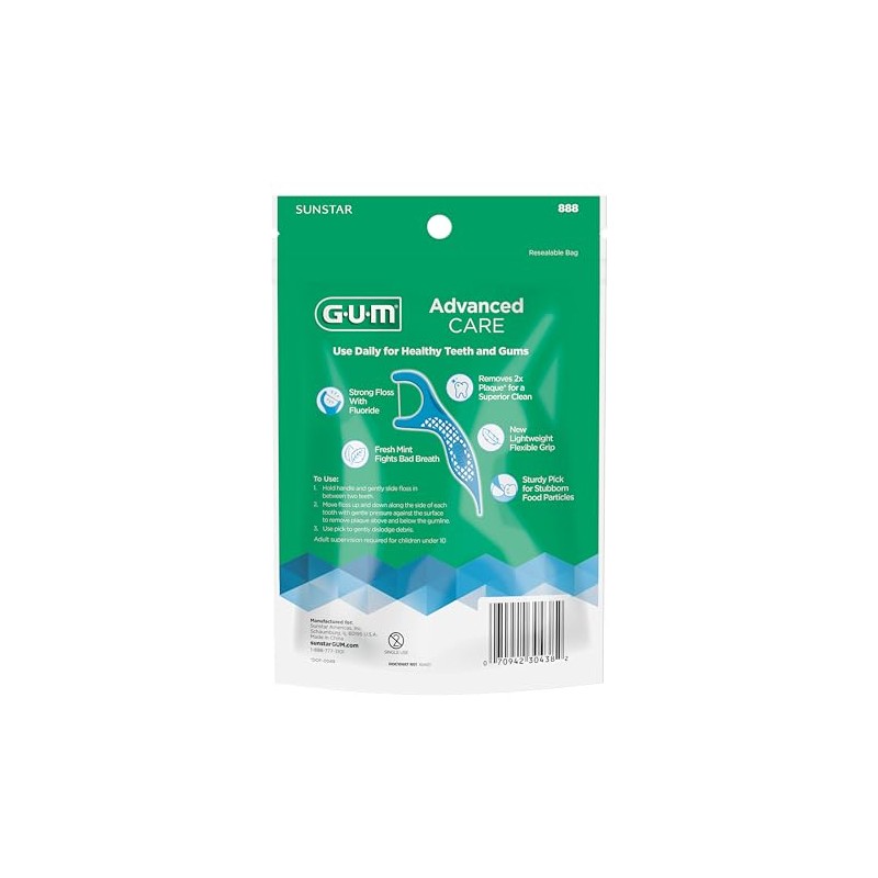 GUM - Flossers con Mango Ergonmico Cubiertos con Vitamina E