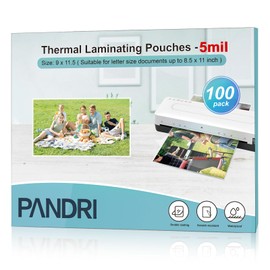 Laminating Sheets, PANDRI 100 Pack Thermal Laminator Pouches Holds 8.5 x 11 Inch, 5 Mil Clear Laminator Paper 9 x 11.5 Inch, Letter Size