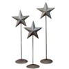 Decor Primitive Country Farmhouse Set 3 Gray Star Pedestal NEW