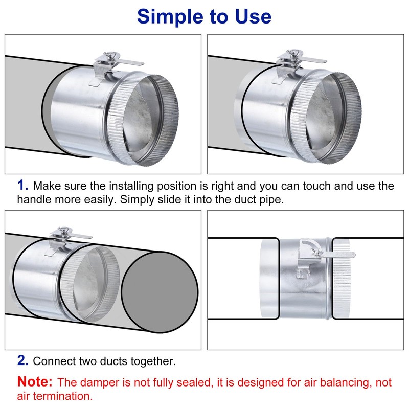 PATIKIL Backdraft Damper with Sleeve, 4 Inch, Airflow Ducting Volume