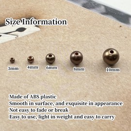 Xinhongo 175g Pearl Beads 3mm 4mm 6mm 8mm 10mm Pearl Craft Beads Sew on Pearls Round Loose Pearls for Sewing Crafts Decoration Bracelet Necklace Jewelry Making Vase Filler(Coffee)