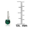 Sterling Silver Created Emerald Round Prong-Set Leverback Earrings