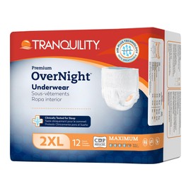 TRANQUILITY Tranquility Premium Overnight Disposable Absorbent Underwear (12 Count) - 2XL, 62-80 in. Waist - Maximum Absorbency, All-Night Sleep, Breathable Comfort, Adult Diapers