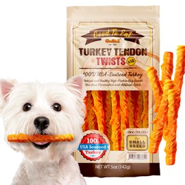Gootoe Turkey Tendon Dog Treats – 100% USA-Sourced, Natural Snack, Premium Training Chews, Hypoallergenic, Rawhide-Free, Reseal Value Bags, Sizes for Small Dogs, Twists (Small) 10 Unit/Pack