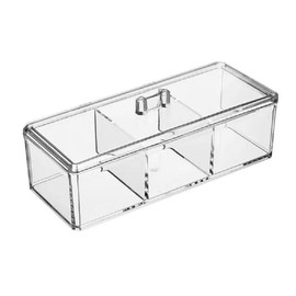 Acrylic Multifunctional Home Decor For Cosmetic Q-tip Cotton Swabs Cotton Bud and Lipstick Holder Storage Box (Clear, 23 * 9 * 6cm)