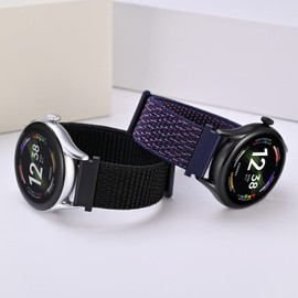 ANNEFIT Nylon Sport Loop Watch Bands 21mm, 2 Packs Quick Release Adjustable Strap for Men Women (Black and Indigo)