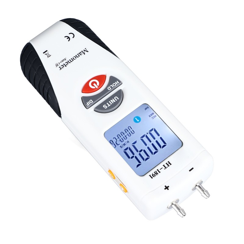 Digital Manometer Backlit Display Differential Dual Port Air and Gas