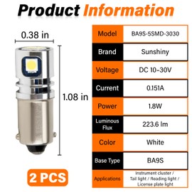 2PCS BA9 BA9S LED Bulbs, 5 SMD 3030 T10 1889 1891 1895 64111 T4W LED Bulb