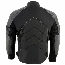 NexGen SH2153 Men's Black and Grey CE Armored Motorcycle Textile and Leather Combo Jacket - 5X-Large