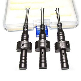 Powerful Locksmith Tool 3PCS Cross Lock Quick Opening Tool Stainless Steel Adjustable (Φ6.0mm/Φ6.5mm/Φ7.0mm) with Transparent Cross Lock and 5pcs Cross Test Keys (Black)