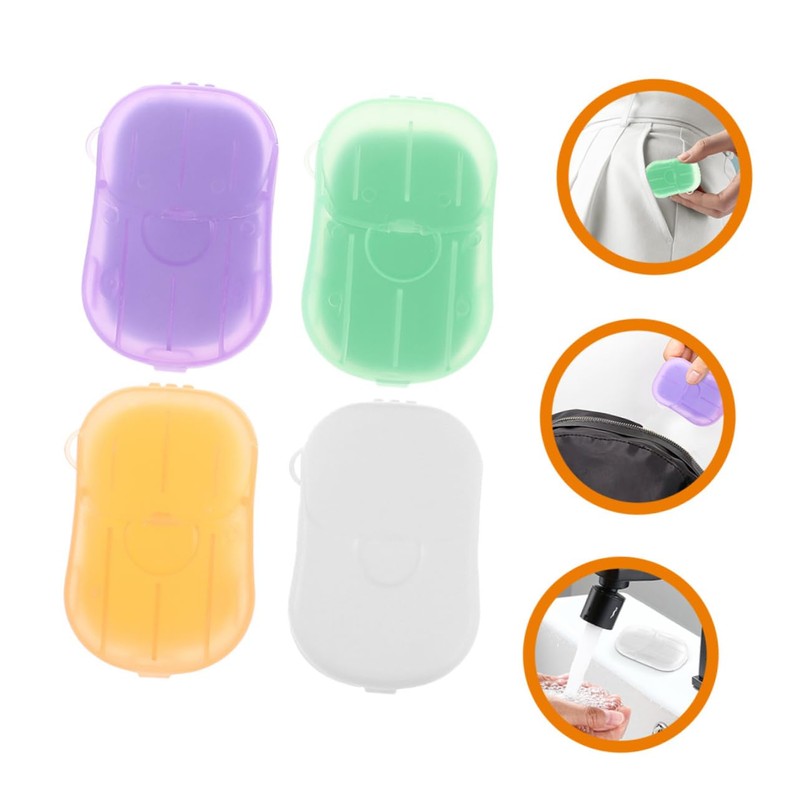 WHAMVOX 4 Pack Pp Travel Soap Sheets Hand Wash Soap