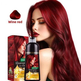 Toae Dark Brown Hair Dye Shampoo 3 in 1 for Women/Men Hair Color for Grey Coverage Seimi Permanent Instant Champu Para Canas Mujer for Men - Herbal Natural Dye Cover Gray:_Wine-red
