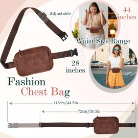 Waist Bag for Women, VX VONXURY Vegan Leather Bumbags Fanny Pack Lightweight Crossbody Belt Bag with Adjustable Strap for Outdoor Running Hiking,Brown