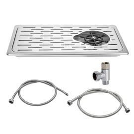 DIBTSA Pitcher Rinser, Espresso Rinser with Spray, Drain and Drip Tray, Stainless Steel Bar Glass Rinser for Sink, Cup Washer for Home Kitchen Hotel Cafe Restaurant (16.7x9.1x1.2 Inch)