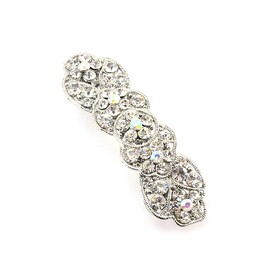 Women's Rhinestone Metal Hair Barrette Clip Hair Pin Antique Silver IMB2136, Clear