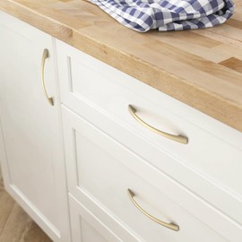 FURNIWARE Pack of 10 Handles, 96 mm Hole Spacing, Furniture Handles, Cabinet Handles, Kitchen Handles, Furniture Drawer Handles, Furniture Handles, Drawer Handles, Brass