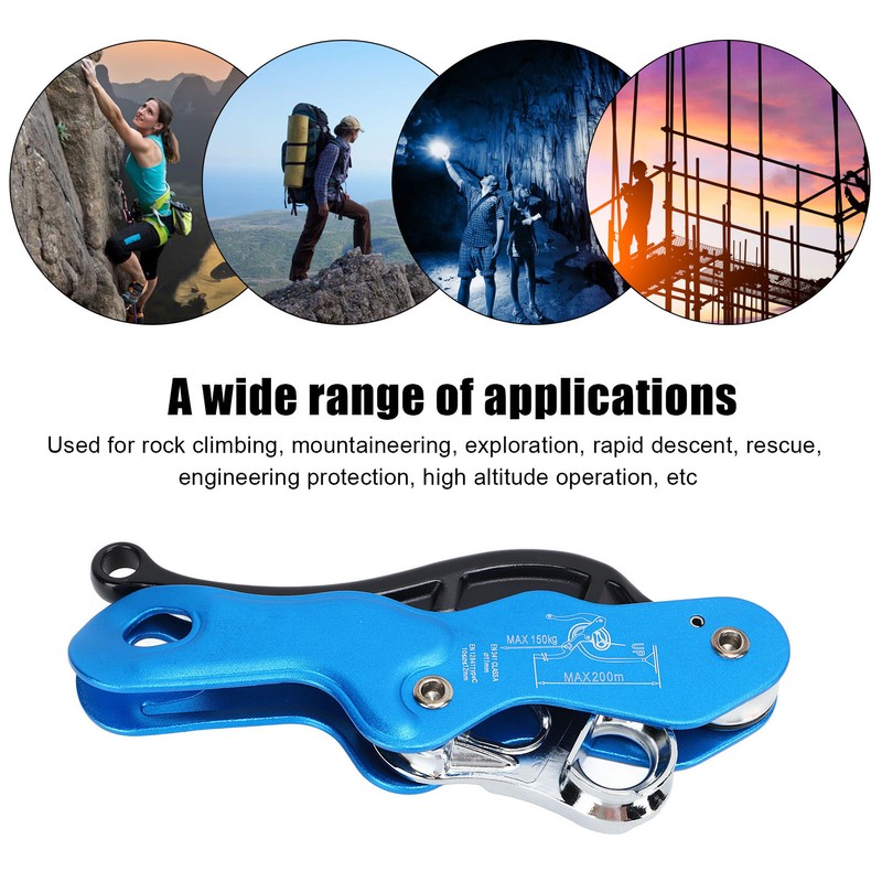 Self Braking Stop Descender Aluminium Alloy 150kg Bearing Capacity Hand