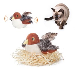 Potaroma Cat Toys Flapping Bird (No Flying),Lifelike Bird Chirp Tweet Touch-Activated Kitten Toy Rechargeable Interactive Cat Exercise Toys - style: Sparrow