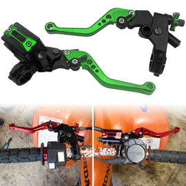 JAVIK Updated Universal Bike Brake Master Cylinder Clutch Lever Set for 7/8" 22mm Handlebar Compatible with Motorcycle Honda Kawasaki Suzuki Yamaha - Green (Including Left & Right)