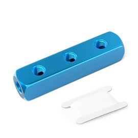TAILONZ PNEUMATIC 1/4" Blue 3 Way 6 Port Aluminum Pneumatic Manifold Air Distribution Block