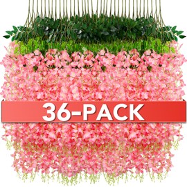 Alotiki Wisteria Hanging Flowers,Hanging Flowers,Wisteria,Fake Hanging Flowers,Fake Wisteria,Hanging Flowers for Decoration, Wedding, Garden, Wall Decoration,3.6 feet Long(36,Pink)