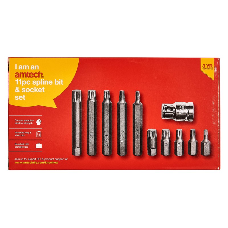 Amtech I8450 11 Piece Spline bit and Socket Set