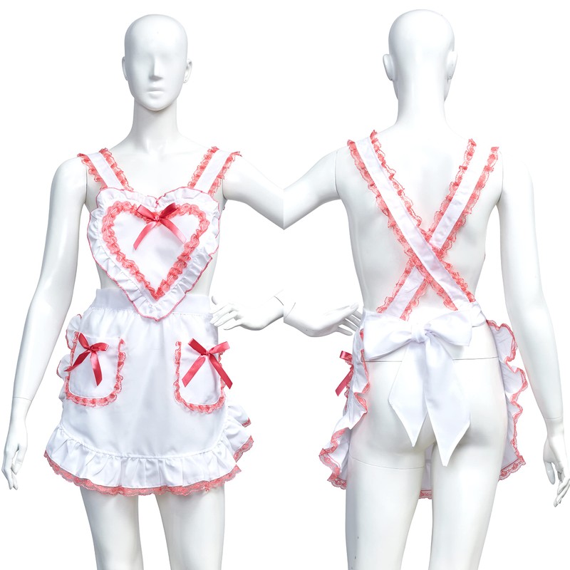 Clearstone Party City Women’s Heart Ruffle Apron Cosplay, White x