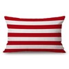 Red Stripe Cotton Linen Throw Lumbar Waist Pillow Case Cushion