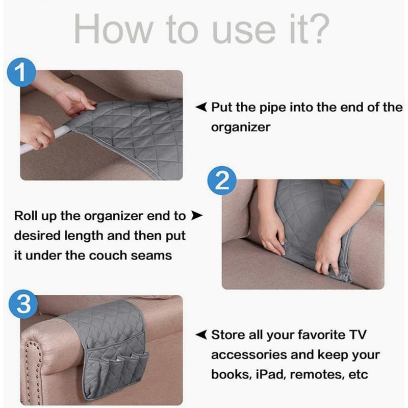Vivva Sofa Armrest Organizer, Remote Control Holder for Recliner Couch,