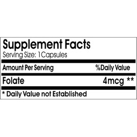 Folate 4mcg // 100 Capsules // Pure // by PureControl Supplements