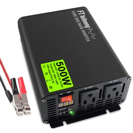 500W Pure Sine Wave Inverter, 12V to 110V DC to AC Converter with Dual USB Ports US Sockets, Power Inverters for Vehicles RV Home Camping Car Truck