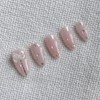 Pink nude tone wedding nail tips twinkle dot ribbon parts,