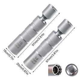 RISAKOGO Spark Plug Wrench 14 mm and 16 mm, 2 Magnetic Spark Plug Wrenches, Universal Flexible Spark Plug Key Set for Car Repair