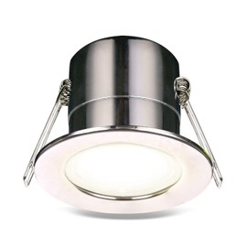 Luceco F-Eco GU10 Standard Fixed Dimmable Downlight, 5 Watts, 3000K Colour Temperature, Polished Chrome