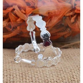 Unbranded Cute New Silver Plated 1.5" Heart Design Round Hoop Earrings w/Omega Backs