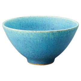 Marui Pottery MR-3-4543 Shigaraki Ware Hechimon Rice Bowl, Diameter Approx. 4.7 inches (12 cm), Blue Glaze, Blue
