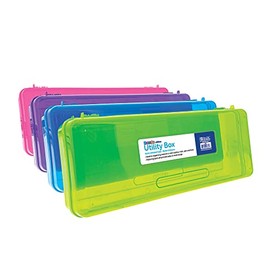 BAZIC Plastic Pencil Case, Ruler Lenght Large Utility Storage Box, Assorted Color, Multi Purpose Organizer, 12-Pack