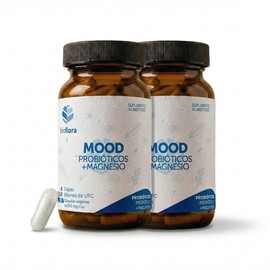 Pack 2 Frascos Probióticos + Citrato y Glicinato de Magnesio Mood BIOFLORA | Eje Intestino-Cerebro, 70 Cápsulas, 550mg, 15 Billones UFC, 8 Cepas Psico
