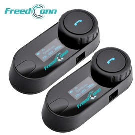 FreedConn T-COMSC Motorcycle Motorbike Helmet Bluetooth Intercom Interphone Headset, for 2 or 3 riders/LCD Screen / MP3 player/GPS/FM radio/Hands Free (2Pack)