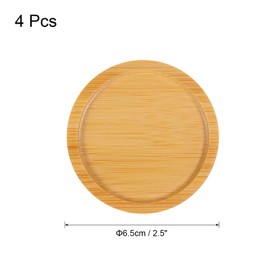 uxcell 4PCS Mosaic Bamboo Coasters, 2.5 Inch Blank Base Trays, Round Drinking Cup Coaster, Wooden Drink Coasters for Coffee Table Dining Table Protection, Brown