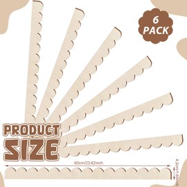 Threehoney 6 Pack Unfinished Scalloped Decorative Wood Trim Scalloped Edge Decorative Wood Molding Cute DIY Moulding Trim for Home Wall Cabinet Shelf and Window Door (24 x 1.65 Inch)