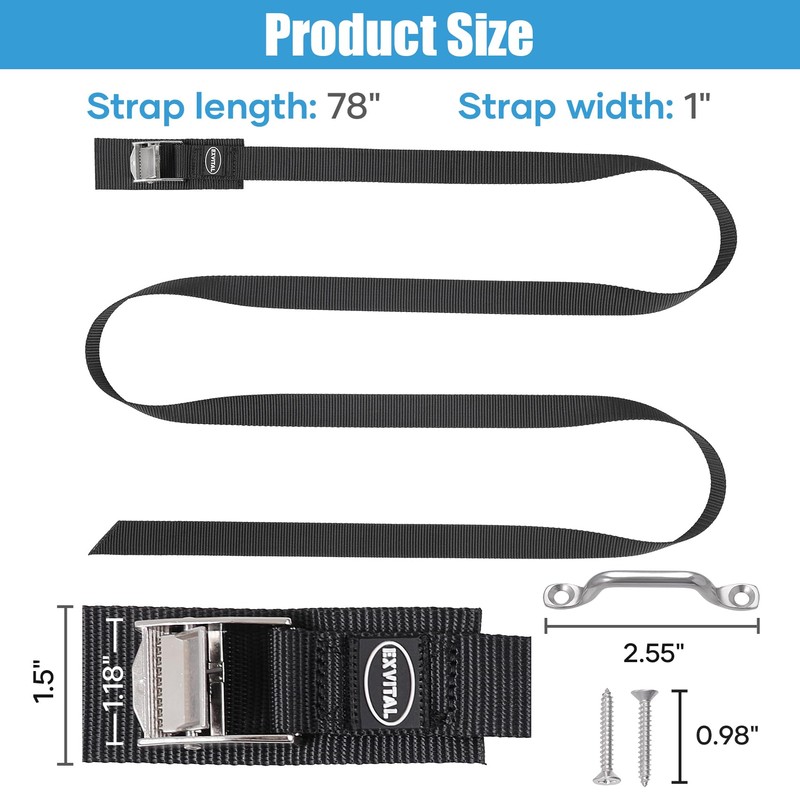 EXVITAL Battery Tie Down Strap Hold Down Kit, 1" x