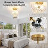 Rainzepher Vintage Gold Semi Flush Mount Light with Floral Class