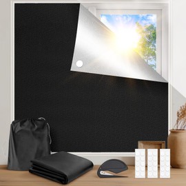 Obidodi 100% Blackout Blind, 250 x 145CM Travel Temporary Black out Blinds Stick on, Portable Blackout Blinds for Bedroom, Fits Any Size Shape Windows Blinds No Drilling for Loft, Caravan