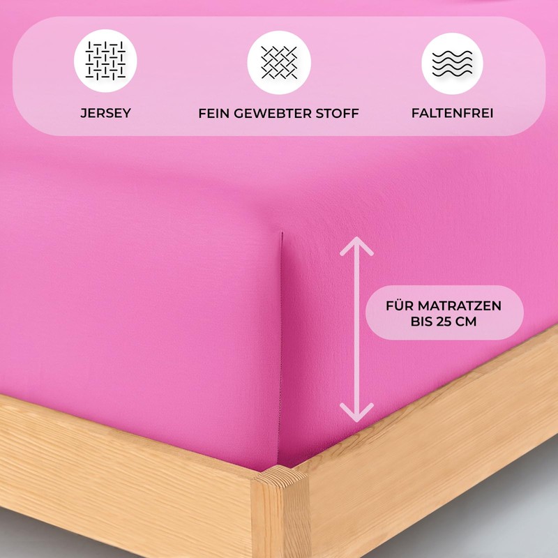 Buymax® Fitted Sheet, 100 x 200 cm, 100% Jersey Cotton,