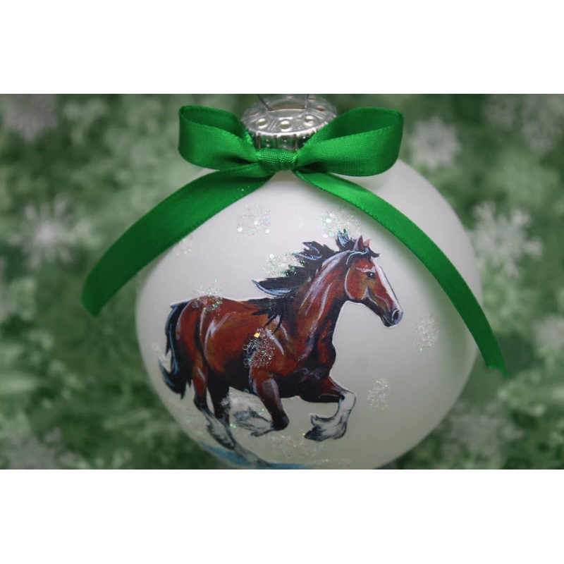 H394 Hand-made Christmas Ornament - horse bay budweiser Clysedale gallop