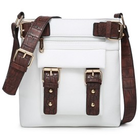 Dasein Women Lightweight Crossbody Bags Soft Vegan Leather Messenger Bag Shoulder Bag Travel Purse (White)